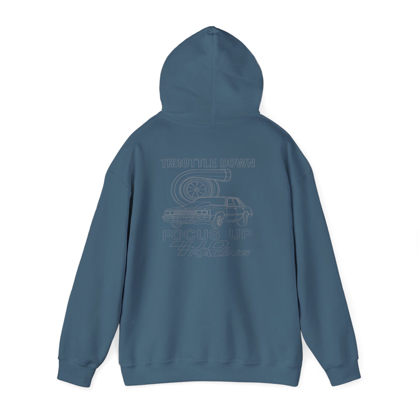 Throttle Down Focus Up | J.D. Racing Hooded Sweatshirt