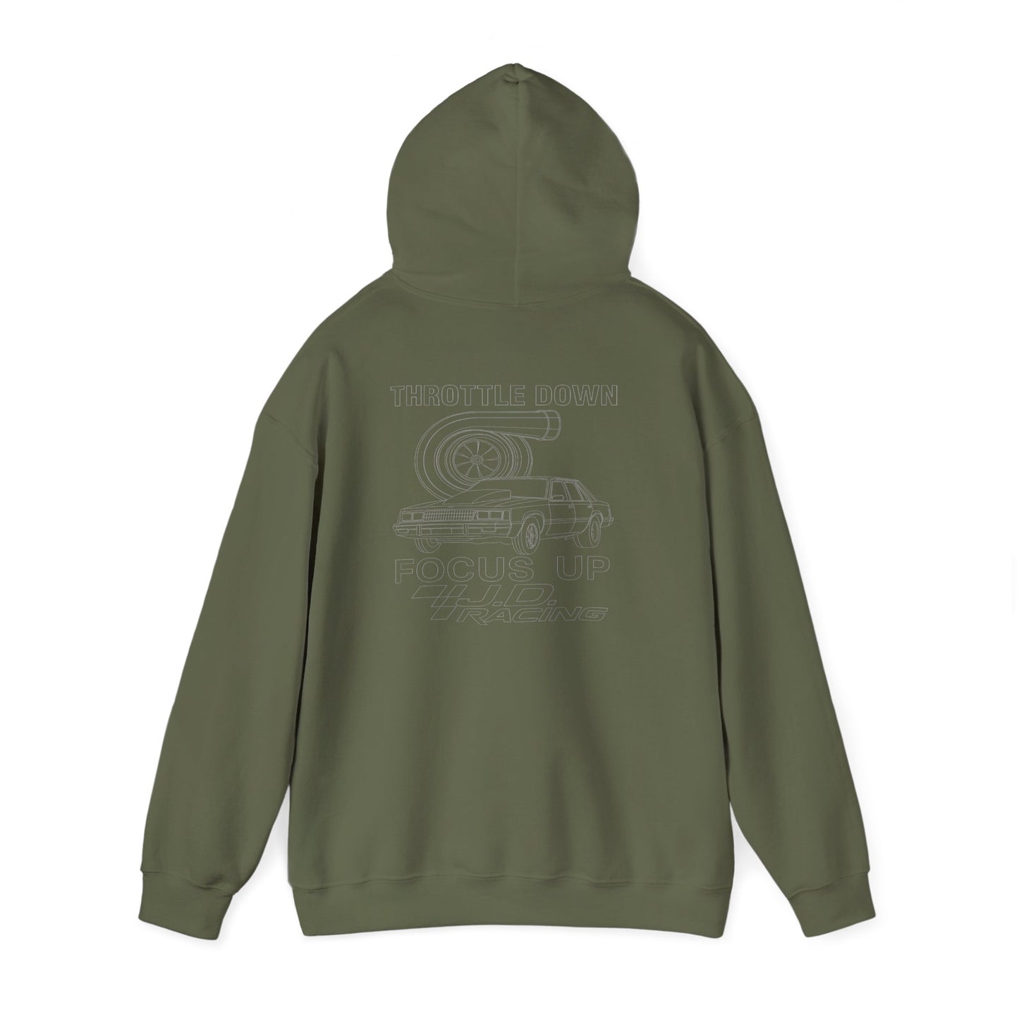 Throttle Down Focus Up | J.D. Racing Hooded Sweatshirt