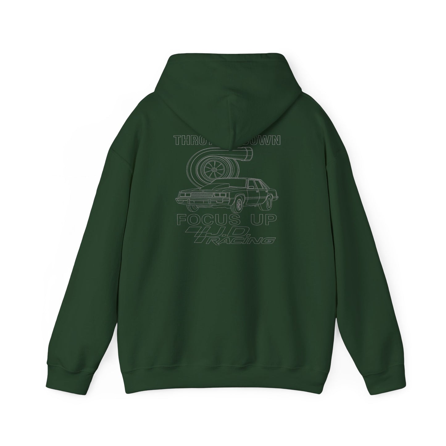 Throttle Down Focus Up | J.D. Racing Hooded Sweatshirt