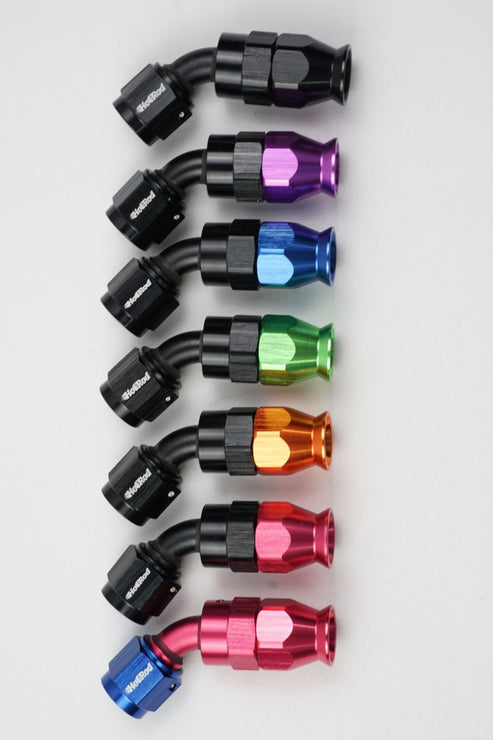 AN PTFE Reusable 45 degree swivel hose end - AN6, AN8, AN10
