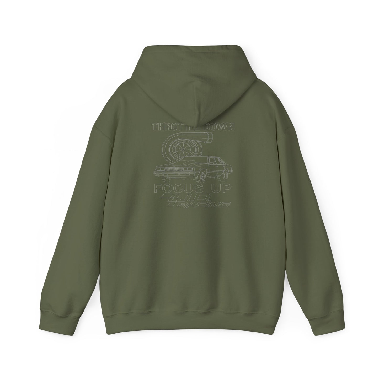 Throttle Down Focus Up | J.D. Racing Hooded Sweatshirt