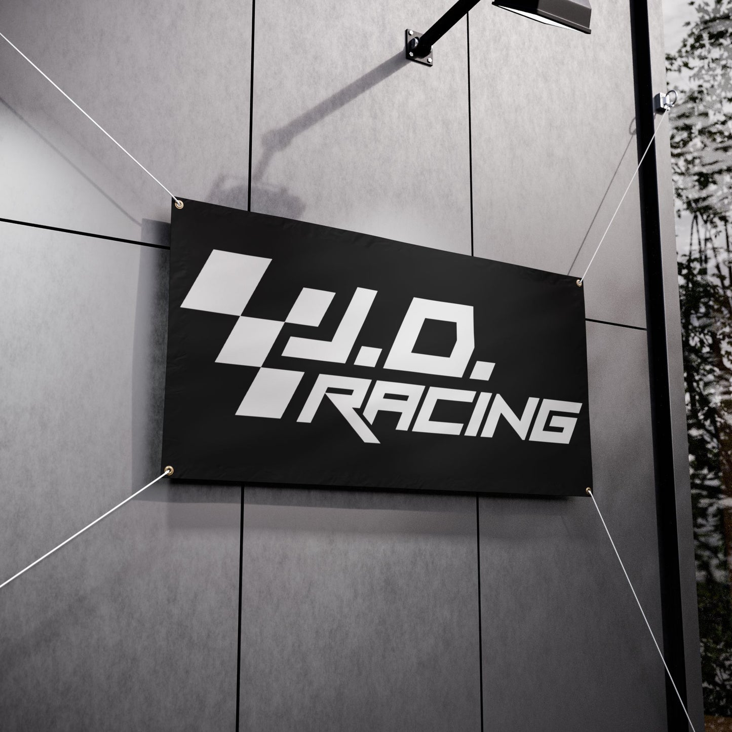 Racing Vinyl Banner — "J.D. Racing" Logo