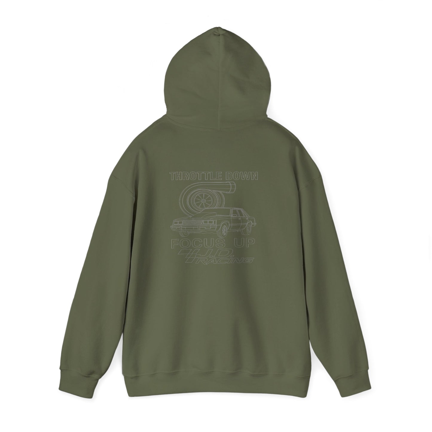 Throttle Down Focus Up | J.D. Racing Hooded Sweatshirt