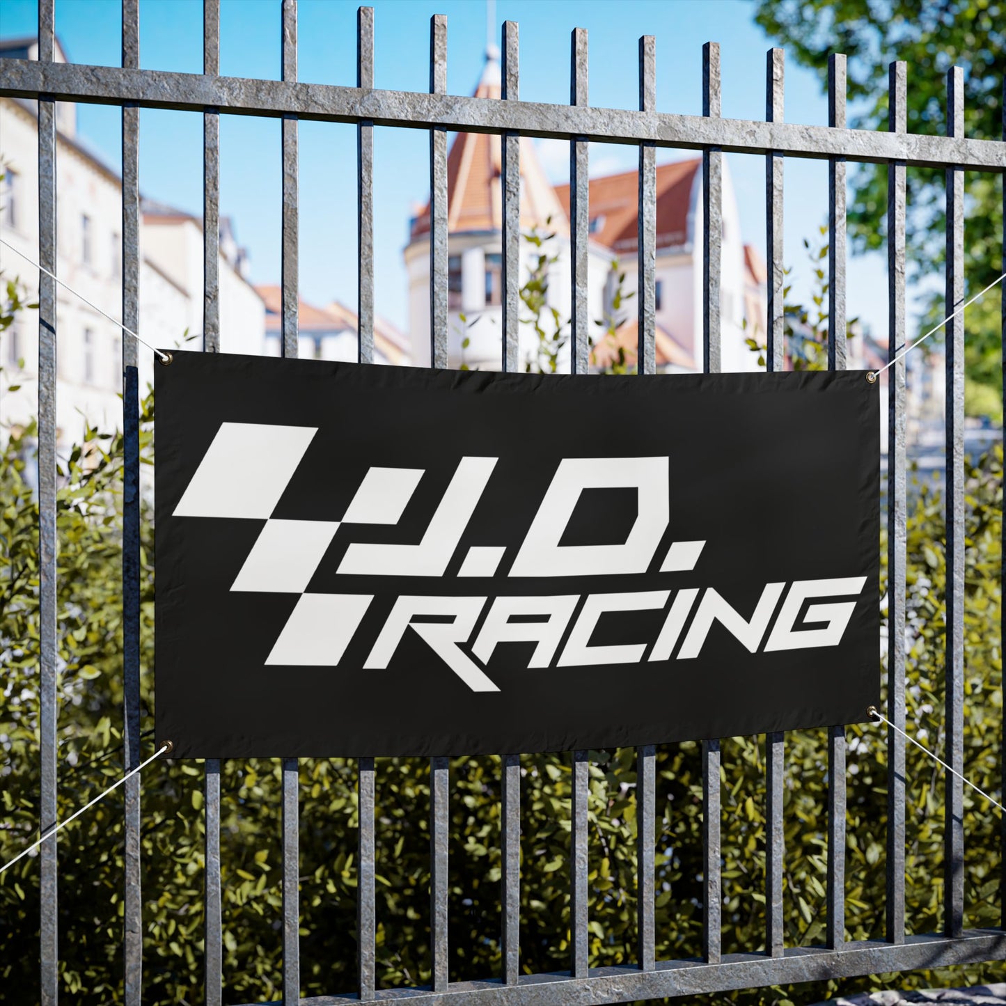 Racing Vinyl Banner — "J.D. Racing" Logo