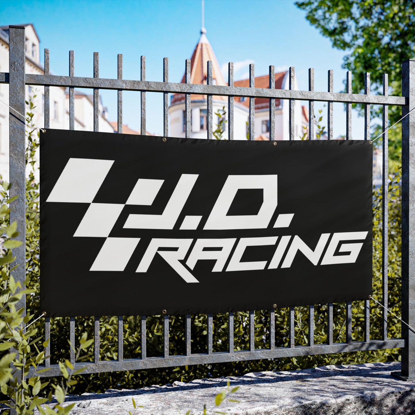 Racing Vinyl Banner — "J.D. Racing" Logo